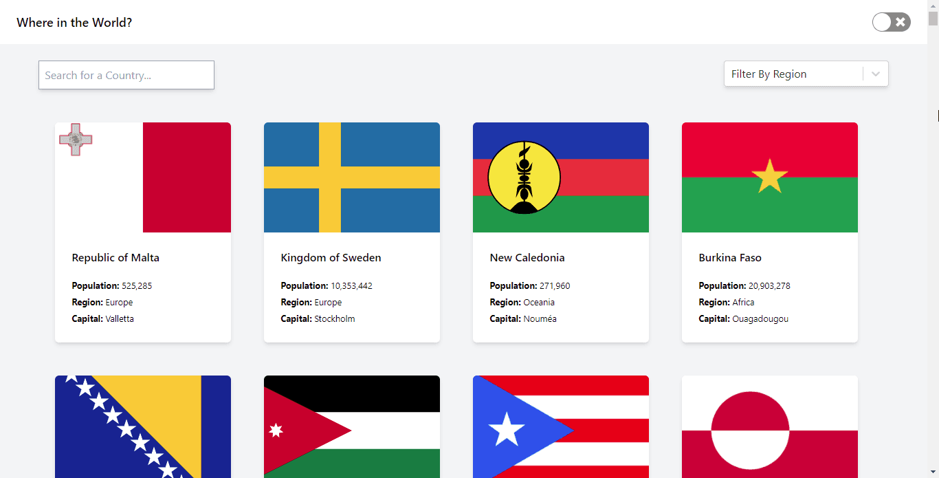 Countries Stats App